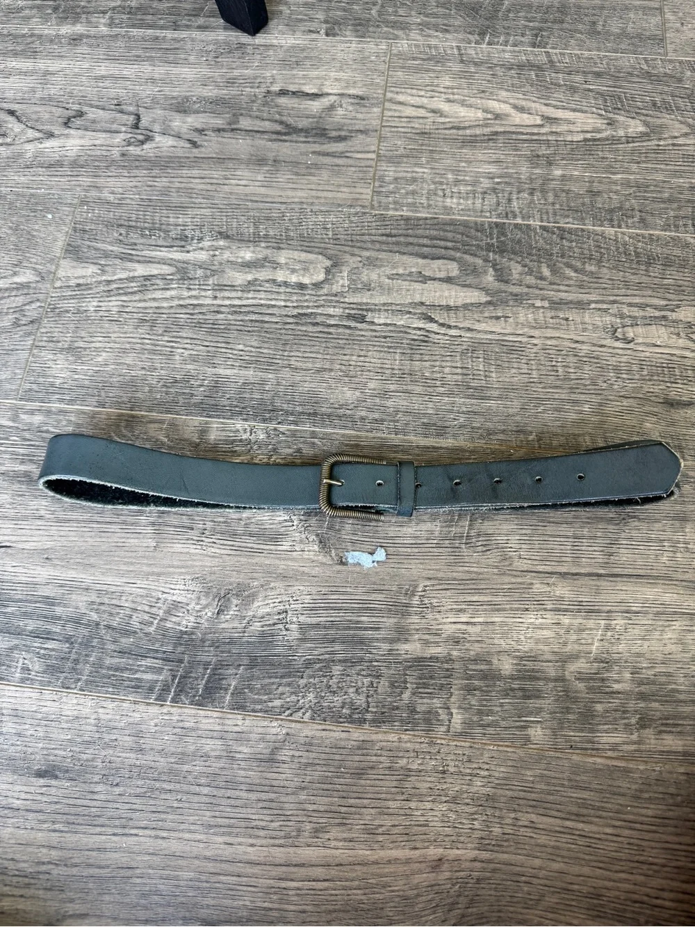 Light Gray Leather Waist Belt with Silver Buckle